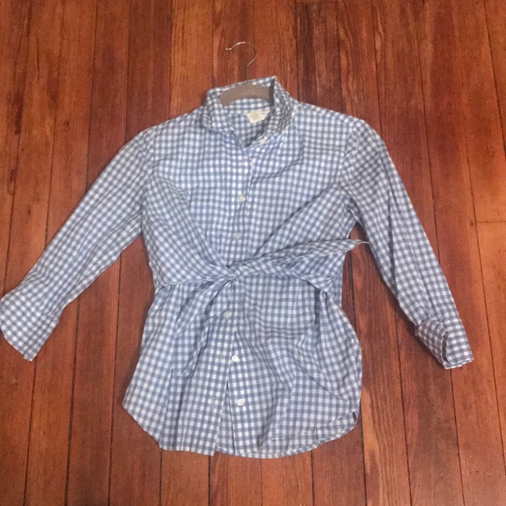 J. Crew Gingham Bow Top 00 WORN ONCE